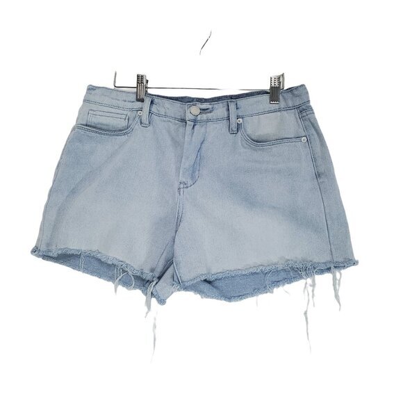 BLANK NYC Women Denim Shorts Size 30 The Fulton Raw Hem Y2K High Rise Light Wash - Picture 1 of 9